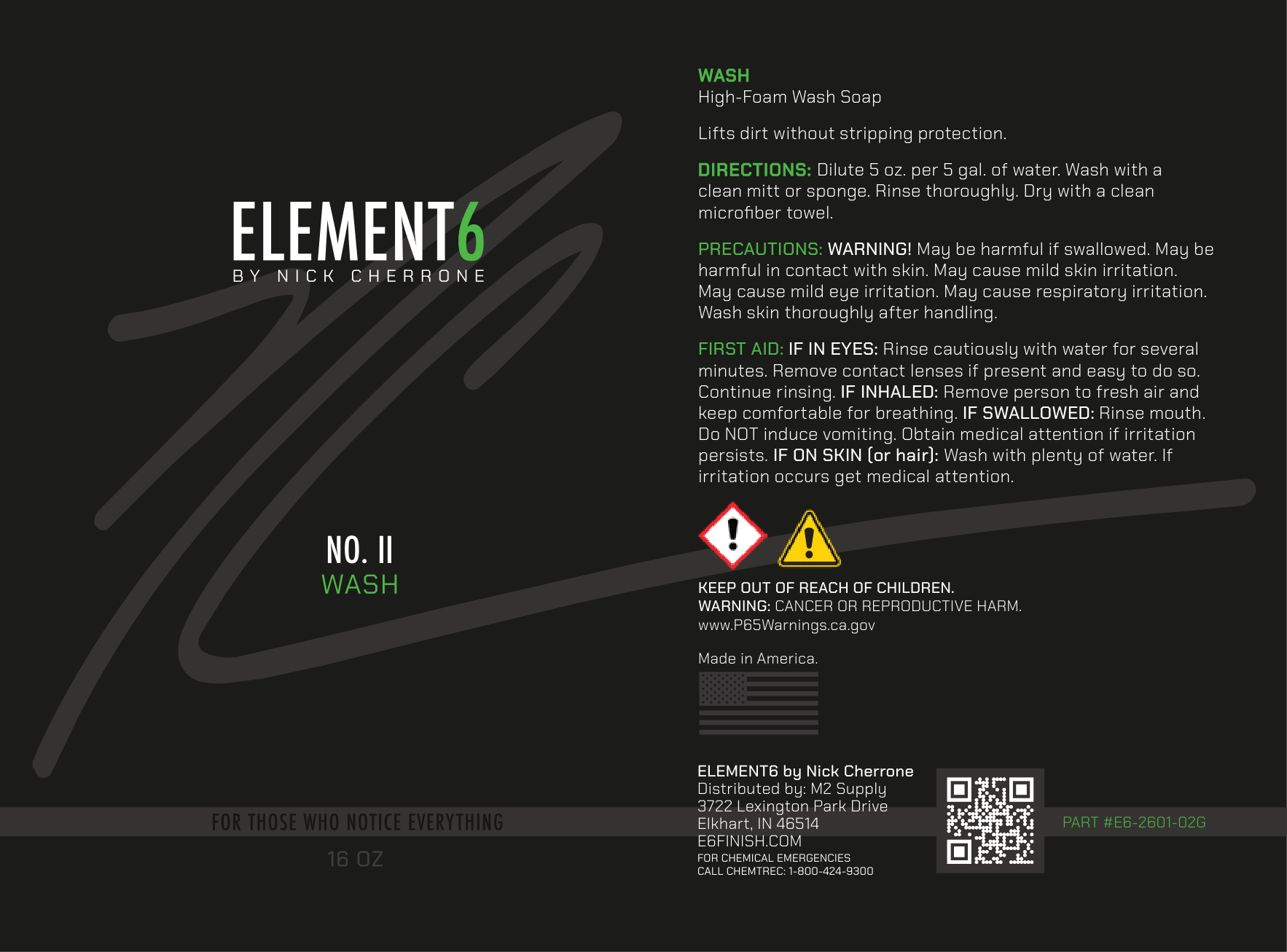 Element6 WASH bottle label